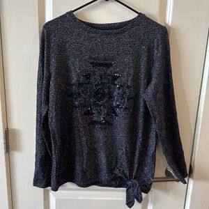 Soft dark blue sequin top